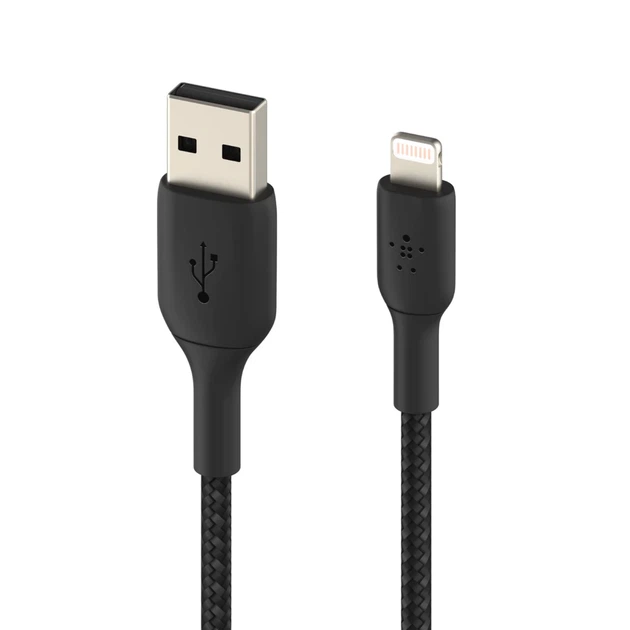 Кабель Belkin USB-A - Lightning BRAIDED Black 1m (CAA002BT1MBK) - Фото 4 Кабель Belkin USB-A - Lightning BRAIDED Black 1m (CAA002BT1MBK) - изображение 4