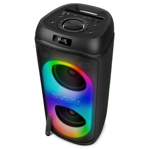 Портативная акустическая система SVEN PS-1050, 200 Вт, Bluetooth, RGB-подсветка, караоке, микрофон, Black - Фото 1 Портативная акустическая система SVEN PS-1050, 200 Вт, Bluetooth, RGB-подсветка, караоке, микрофон, Black - изображение 1