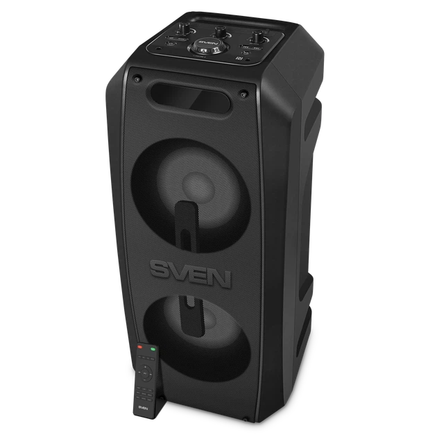 Портативная акустическая система SVEN PS-740, 100 Вт, Bluetooth, RGB-подсветка, караоке, Black - Фото 4 Портативная акустическая система SVEN PS-740, 100 Вт, Bluetooth, RGB-подсветка, караоке, Black - изображение 4