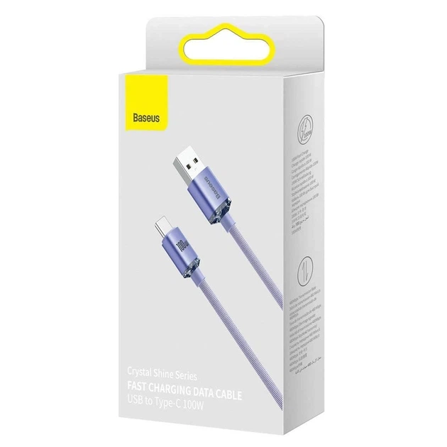 Кабель Baseus Crystal Shine Series CAJY000405 USB-A USB Type-C 100 Вт, 1,2 м, фіолетовий - изображение 2