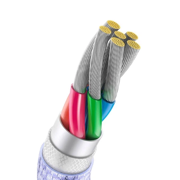 Кабель Baseus Crystal Shine Series CAJY000405 USB-A USB Type-C 100 Вт, 1,2 м, фіолетовий - изображение 5