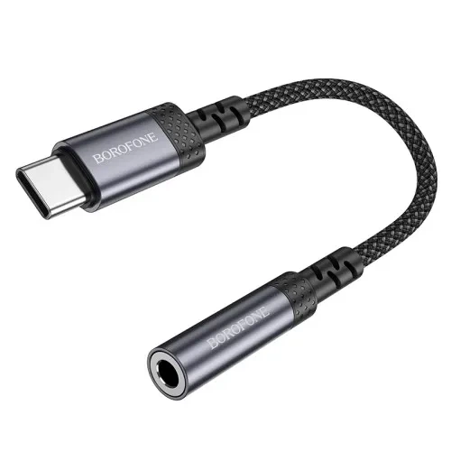 Адаптер BOROFONE BV24 Graceful Type-C to 3.5 mm AUX, цифровий перехідник Type-C AUX з DAC, алюміній + нейлон, сірий металік - Фото 1 Адаптер BOROFONE BV24 Graceful Type-C to 3.5 mm AUX, цифровий перехідник Type-C AUX з DAC, алюміній + нейлон, сірий металік - зображення 1
