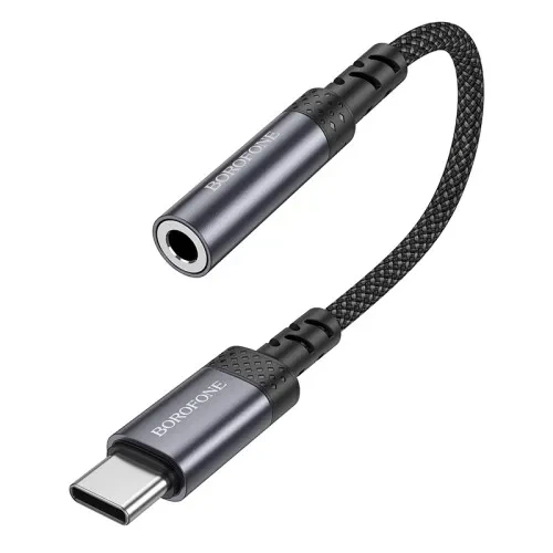 Адаптер BOROFONE BV24 Graceful Type-C to 3.5 mm AUX, цифровий перехідник Type-C AUX з DAC, алюміній + нейлон, сірий металік - Фото 4 Адаптер BOROFONE BV24 Graceful Type-C to 3.5 mm AUX, цифровий перехідник Type-C AUX з DAC, алюміній + нейлон, сірий металік - зображення 4