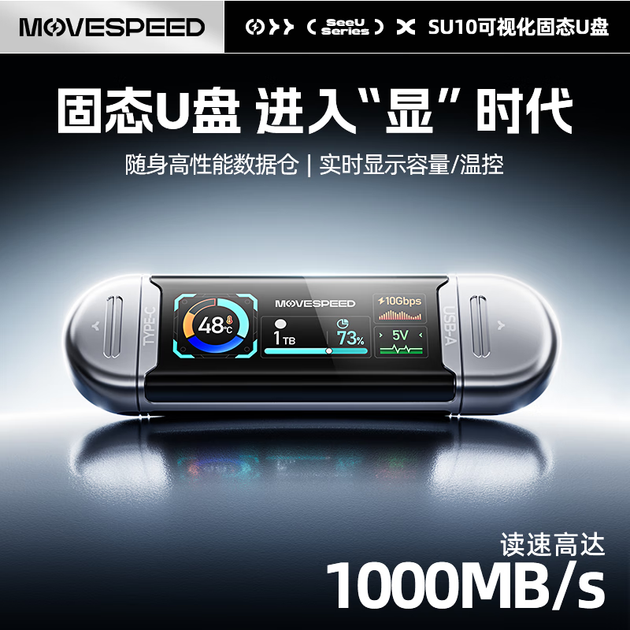 Флеш-накопитель MOVE SPEED 256 ГБ на USB-носителе, двойной интерфейс Type-C/USB3.2, высокоскоростное чтение и запись для телефонов и компьютеров, флешка двойного назначения с экраном, отображение емкости в реальном времени, привлекательная упаковка SU10 - изображение 4