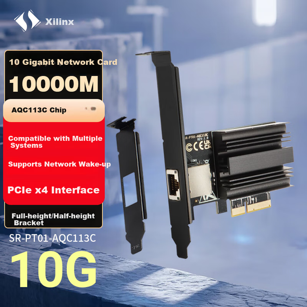 Xiliweishi PCI-Ex4 10 Gigabit Ethernet карта з портом RJ45 для настільного комп'ютера NAS-сервера, ігрової мережі, сумісна з гігабітними та 2,5G роз'ємами SR-PT01 - Фото 4 Xiliweishi PCI-Ex4 10 Gigabit Ethernet карта з портом RJ45 для настільного комп'ютера NAS-сервера, ігрової мережі, сумісна з гігабітними та 2,5G роз'ємами SR-PT01 - изображение 4