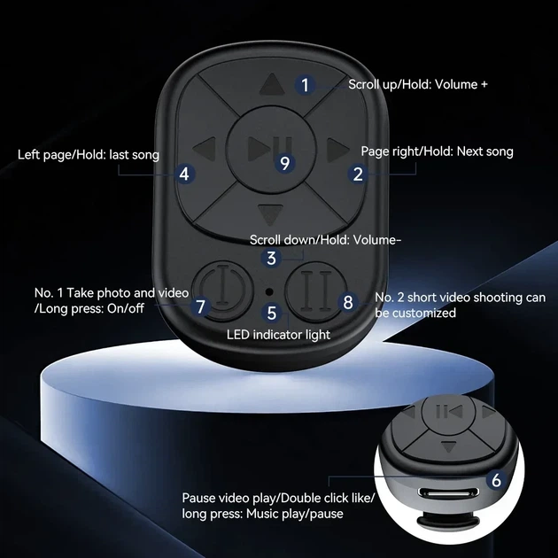 Бездротовий пульт кільце Bluetooth для смартфона керування камерою та гортання сторінок - зображення 4