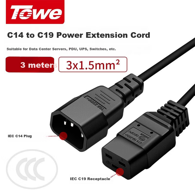Кабель питания TOWE TW-F IEC-C14 - IEC-C19 трехжильный 3 м - Фото 4 Кабель питания TOWE TW-F IEC-C14 - IEC-C19 трехжильный 3 м - изображение 4