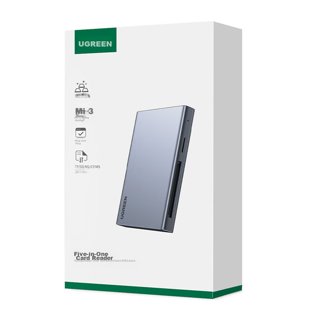 Многофункциональный USB 3.0-кардридер UGREEN CF с пятью входами, поддерживает карты SD/TF/CF/MS/M2, совместим с компьютерами, фотоаппаратами, видеорегистраторами, картами памяти для систем видеонаблюдения. - изображение 10