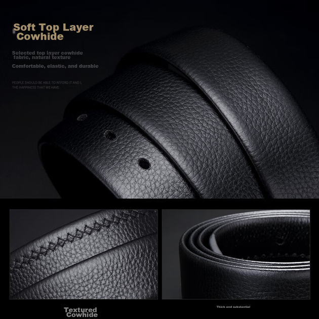 Шкіряний ремінь GOLF із пряжкою для чоловіків, двосторонній пояс з коров'ячої шкіри, стійкий до зносу, для чоловіків середнього та молодого віку, подарунковий набір, подарунок для батька - изображение 5