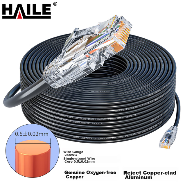 Патч-корд HAILE Cat 5e мідь зовнішній 100 м Чорний (HT-6508-100M) - зображення 4