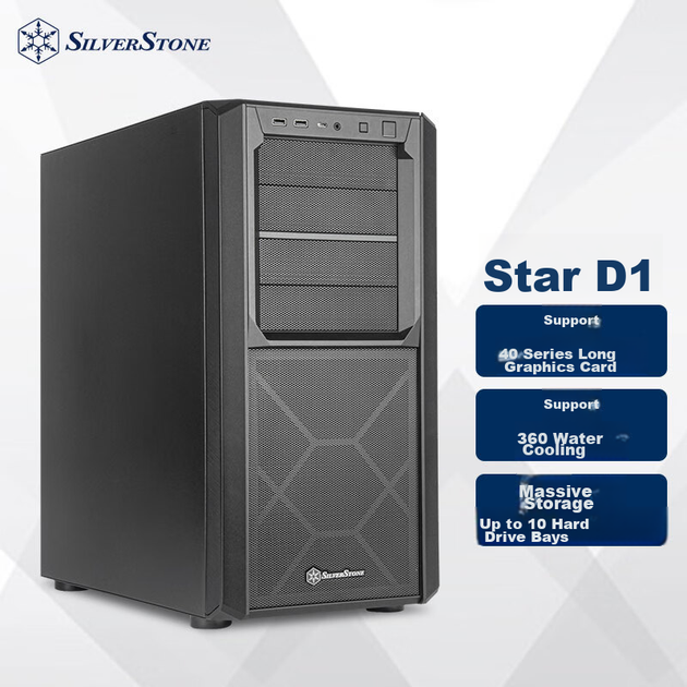 Корпус Silverstone Xindou SETA D1 Full Tower E-ATX (NAS/Multi-Bay/Type-C/Підтримка 360-мм водяного охолодження/З пиловим фільтром) - изображение 4