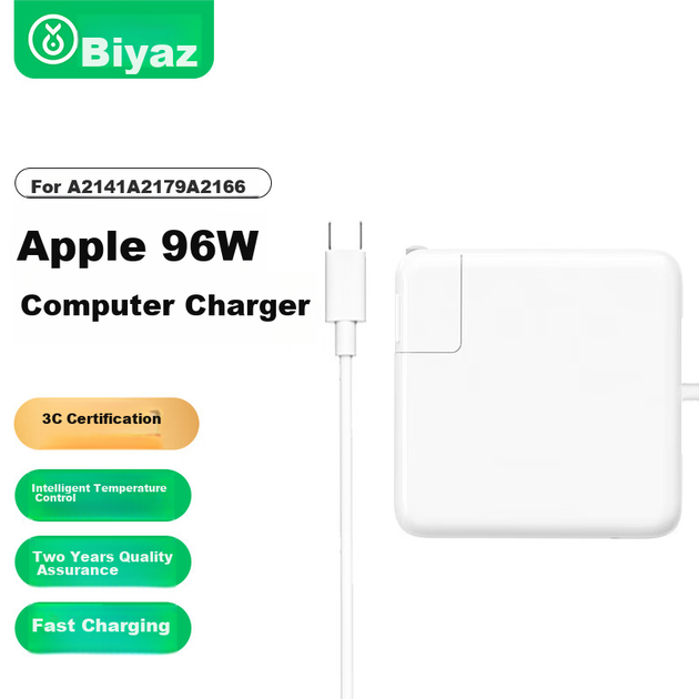 Сумісний зарядний пристрій для комп'ютерів Apple BIAZE, кабель-адаптер живлення USB-C для ноутбука PD96W типу C для MacBook Pro 14 дюймів A2141 A2179 A2166 - изображение 4