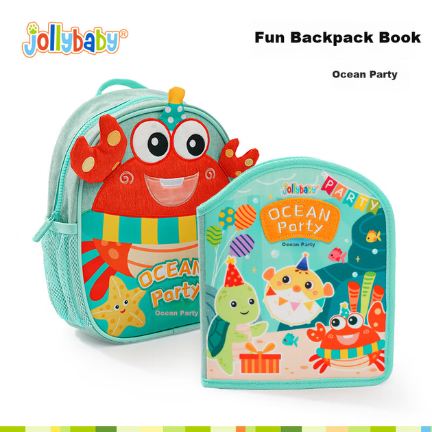 Jollybaby Книга для раннього навчання з м'якої тканини, стійка до розривів, тиха книжка Монтессорі, іграшка для 1-річної дитини, подарунок - Вечірка в океані - Фото 8 Jollybaby Книга для раннього навчання з м'якої тканини, стійка до розривів, тиха книжка Монтессорі, іграшка для 1-річної дитини, подарунок - Вечірка в океані - изображение 8