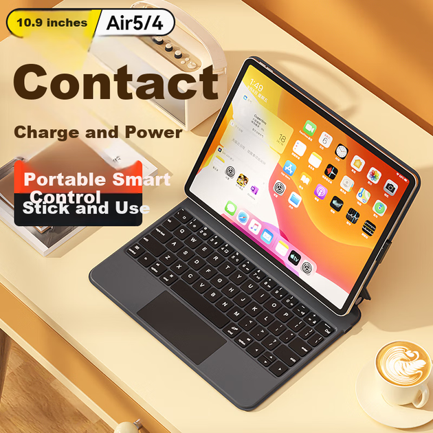 Новая клавиатура BOW Hangshi HA354 2025 Magic Keyboard для iPad 9-го поколения, совместимая с Apple Air 5/4, магнитный защитный чехол, встроенная пятиуровневая подсветка, черная. - изображение 5