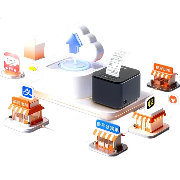 Беспроводной термопринтер чеков HPRT TP586W-A с Bluetooth для доставки еды JD, Meituan, Ele.me, полностью автоматическая печать заказов для ресторанной кухни. - изображение 2
