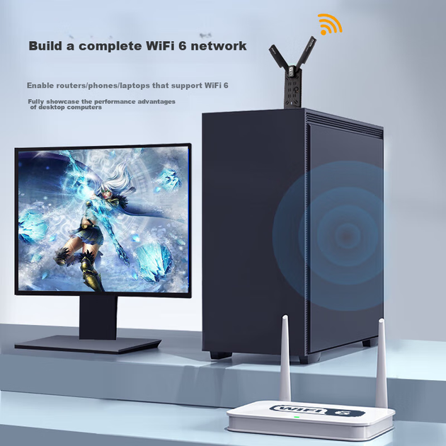 Беспроводной сетевой адаптер Newmine AX3000 WiFi6 USB для настольных компьютеров и ноутбуков, двухдиапазонный 5G WiFi приемник и передатчик, скорость 3000 Мбит/с. - изображение 5