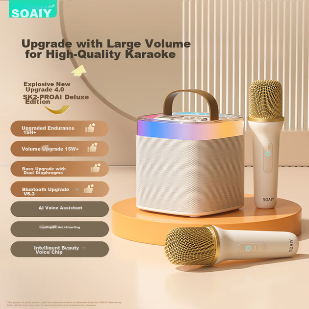 Портативная колонка Soaiy SK2Pro с микрофонами 10W - Фото 3 Портативная колонка Soaiy SK2Pro с микрофонами 10W - изображение 3