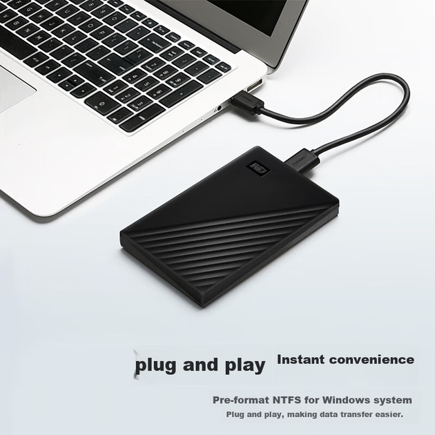 Портативний жорсткий диск Western Digital (WD), 2 ТБ, USB 3.0, My Passport Edition, 2,5 дюйма, чорний, механічний жорсткий диск, зовнішній для ноутбука, велика місткість, із шифруванням, для сімейного зберігання. - зображення 9