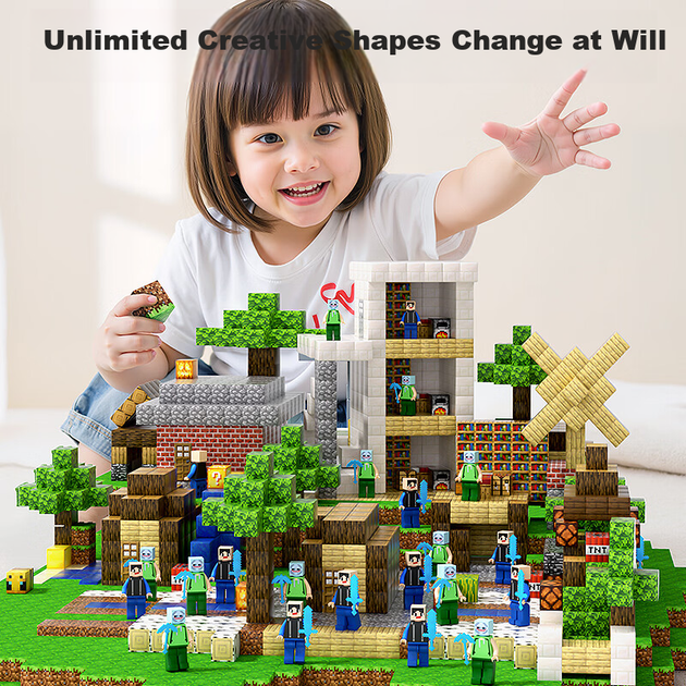 Набор магнитных блоков Xinge, 300 крупных деталей, My Building World — развивающая магнитная конструкторская игрушка для детей 3-6 лет, подарок на день рождения. - изображение 7