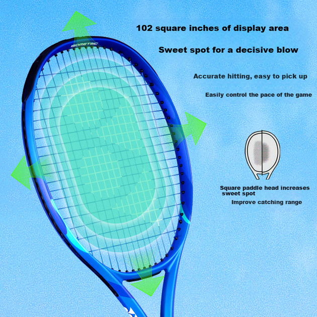 Тенісна ракетка YONEX, повністю з вуглецевого волокна, Competition Offensive, 8-го покоління EZONE ACE Royal Blue G1, попередньо натягнута, 260 грамів - изображение 6