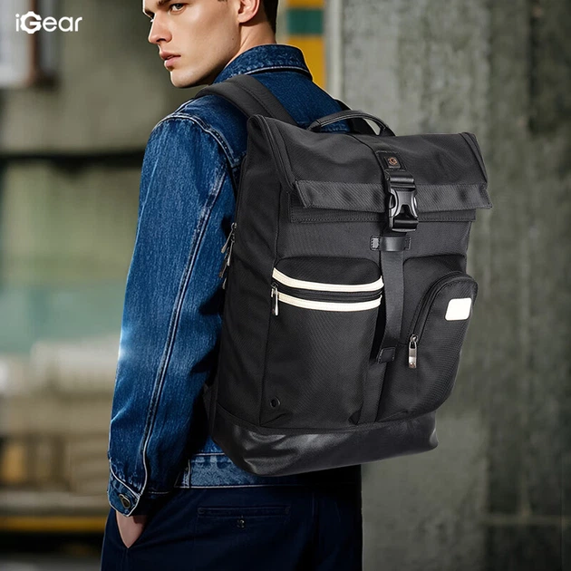 Многофункциональный игровой рюкзак IGear, сумка для ноутбука для мужчин, большой объем 17,3 дюйма, расширяемый, деловая дорожная сумка, совместима с Lenovo, Huawei, ASUS Tianxuan, игровой рюкзак для ноутбука Aurora, школьная сумка. - изображение 4