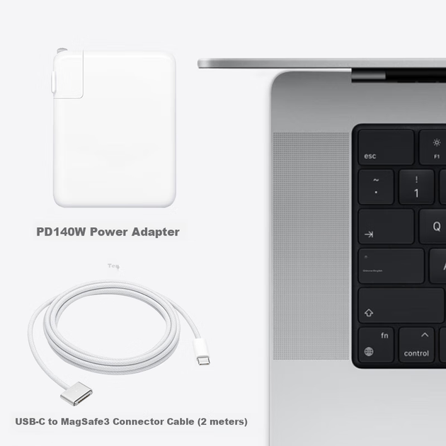 Комплект зарядных устройств Mryc для ноутбуков Apple: 140 Вт Type-C — MagSafe 3, кабель питания для MacBook Pro/Air, 2 метра USB-C. - изображение 4