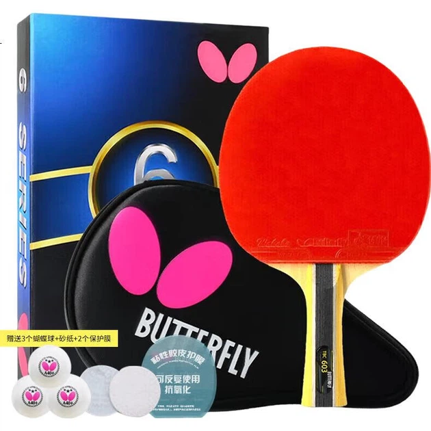 Ракетка для настільного тенісу BUTTERFLY 6-Star, ручка-ручка [двостороння зворотна гума], професійна ракетка для змагань TBC603, одинарна ракетка, у комплекті футляр для ракетки - изображение 3