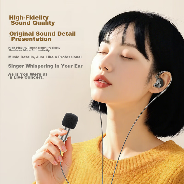 Quanmin K Ge Tencent Music Joint Custom Immersive Sound Комп'ютерна звукова карта Дротове керування K Song Гарнітура Мікрофон Динамік із записом живого співу Kpods Pro - Чорний - изображение 6