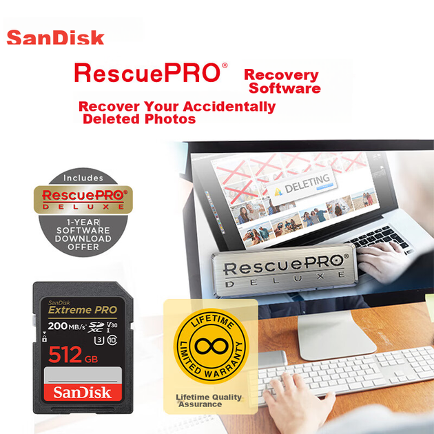 Карта пам'яті SanDisk SD 512 ГБ, 4K V30 U3 C10, карта пам'яті для камери, швидкість читання 200 МБ/с, швидкість запису 140 МБ/с, карта пам'яті для бездзеркальних/дзеркальних камер - Фото 7 Карта пам'яті SanDisk SD 512 ГБ, 4K V30 U3 C10, карта пам'яті для камери, швидкість читання 200 МБ/с, швидкість запису 140 МБ/с, карта пам'яті для бездзеркальних/дзеркальних камер - изображение 7