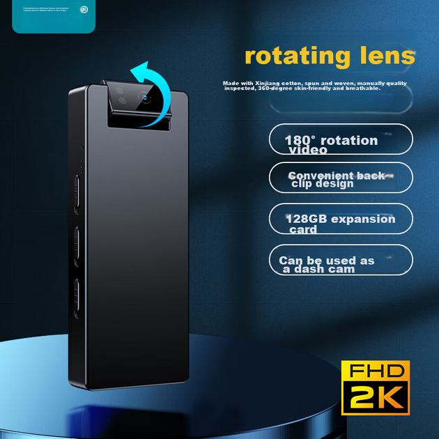 Yescool Camera C10, екшн-камера на 64 ГБ, 2K Ultra HD, запис та фотозйомка однією кнопкою, пристрій для запису аудіо та відео, тривалий час очікування, велика ємність, для зустрічей, переговорів, збору доказів та правоохоронних органів - изображение 9