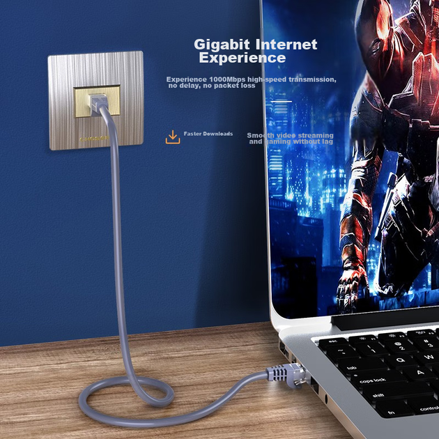 Патч-корд Choseal Cat 6 UTP 1 Гбит/с 10 м Серый (QS2619AT10J) - изображение 5