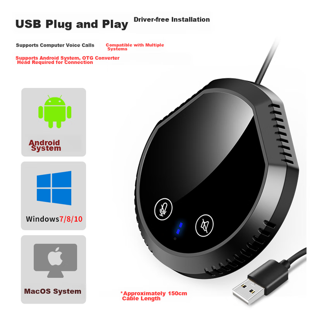 NINTAUS Y11C Всеспрямований мікрофон, USB-динамік для відеоконференцій, комп'ютерний/ноутбучний динамік з мікрофоном, онлайн-запис класу, Bluetooth-мікрофон, ігровий настільний мережевий динамік, універсальна система - Фото 7 NINTAUS Y11C Всеспрямований мікрофон, USB-динамік для відеоконференцій, комп'ютерний/ноутбучний динамік з мікрофоном, онлайн-запис класу, Bluetooth-мікрофон, ігровий настільний мережевий динамік, універсальна система - изображение 7