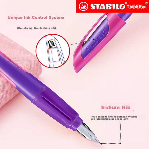Ручка STABILO Growth, імпортована з Німеччини для практики почерку та каліграфії учнями третього класу початкової школи, незамінне приладдя, резервуар для чорнил з подвійною функцією поглинання чорнил, синє та рожеве перо EF - Фото 5 Ручка STABILO Growth, імпортована з Німеччини для практики почерку та каліграфії учнями третього класу початкової школи, незамінне приладдя, резервуар для чорнил з подвійною функцією поглинання чорнил, синє та рожеве перо EF - изображение 5