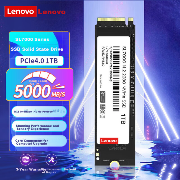 SSD диск Lenovo SL7000 1TB M.2 2280 NVMe PCIe 4.0 x4 - изображение 3