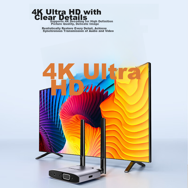 Бездротовий синхронізатор аудіо та відео SAMZHE 4K Ultra HD з дзеркальним відображенням екрана через HDMI для домашнього та офісного використання, сумісний з комп'ютерами Apple Android, планшетами, для підключення до телевізора, монітора, проектора WP02 - зображення 5