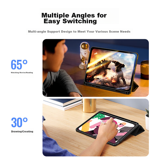 Чохол для iPad UGREEN з тримачем для олівців для iPad 11/10, сумісний з 11-дюймовим чіпом A16 2021 року та 10-м поколінням 2020 року, повний захист, прозора підставка, тонкий чохол із захистом від вигину - Фото 5 Чохол для iPad UGREEN з тримачем для олівців для iPad 11/10, сумісний з 11-дюймовим чіпом A16 2021 року та 10-м поколінням 2020 року, повний захист, прозора підставка, тонкий чохол із захистом від вигину - изображение 5