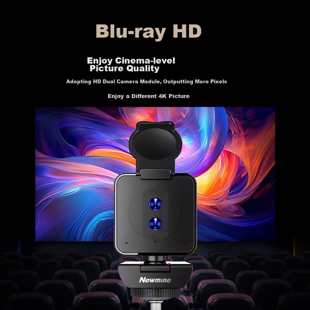 Двооб'єктивна камера Newmine 4K HD для прямої трансляції, 20-кратний гібридний зум, мікрофон із функцією шумозаглушення, ноутбук із підключенням до USB для онлайн-занять, вступних іспитів до аспірантури, співбесід, відеодзвінків, зустрічей - изображение 7
