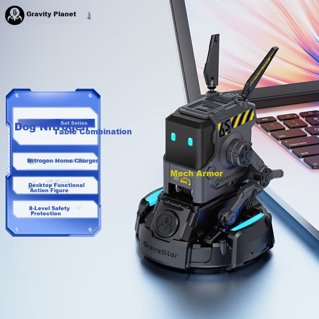 Зарядний пристрій GravaStar Dog Nitrogen 65W GaN + розетка для собаки Knight Black Set Настільна механічна розетка з трьома портами для швидкої зарядки, багатопортова, підходить для Apple, Huawei, Android, подарунок для хлопця - Фото 4 Зарядний пристрій GravaStar Dog Nitrogen 65W GaN + розетка для собаки Knight Black Set Настільна механічна розетка з трьома портами для швидкої зарядки, багатопортова, підходить для Apple, Huawei, Android, подарунок для хлопця - зображення 4