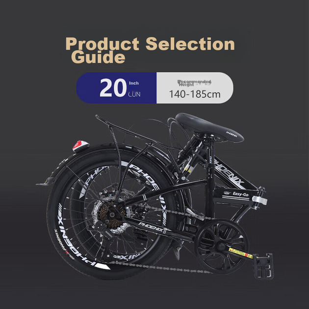 Складной велосипед Phoenix для взрослых, трансмиссия Shimano, подходит для мужчин и женщин-студентов, портативный велосипед для поездок на работу, 20 дюймов, 7 скоростей. - изображение 4