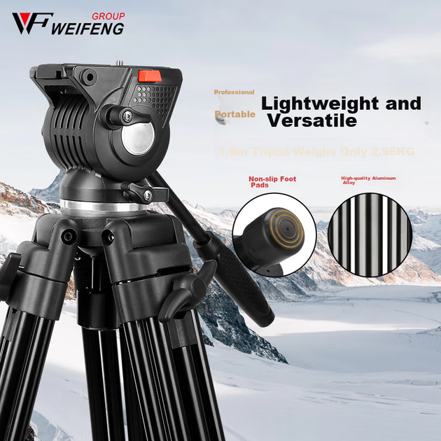 Штатив Weifeng WF-777 для камеры с гидравлической головкой, 1.9м, для съемок - Фото 2 Штатив Weifeng WF-777 для камеры с гидравлической головкой, 1.9м, для съемок - изображение 2