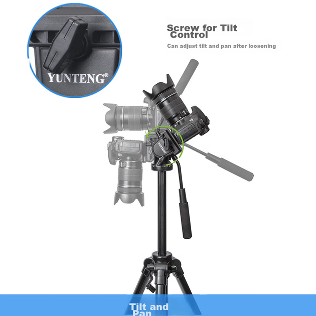 Штатив YUNTENG VT-6006 профессиональный алюминиевый, 1.93 м - изображение 9