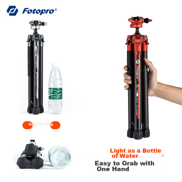 Штатив Fotopro Air 3 Lite панорамный карбоновый серый, 0.8 кг, с зажимом для телефона - изображение 4