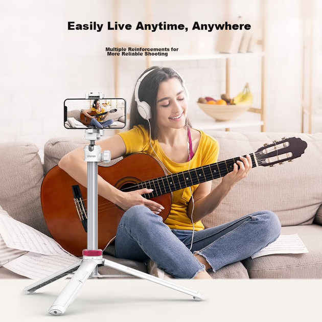 Штатив Ulanzi MT-44 з Bluetooth-пультом та тримачем для телефона, білий - Фото 3 Штатив Ulanzi MT-44 з Bluetooth-пультом та тримачем для телефона, білий - зображення 3