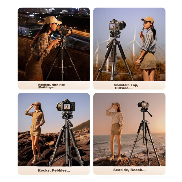 Штатив LINGCHEN для камери-штатива для DSLR бездзеркальних смартфонів Sony Canon, потокової фотографії на відкритому повітрі, портативний 3D-підвіс, професійний стабільний кронштейн із захистом від тремтіння 1,5 метра - изображение 9