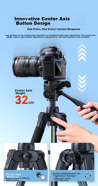 Штатив Llano для DSLR/бездзеркальних камер/смартфонів професійний, для DJI Pocket 3/Fuji/Nikon/Sony - зображення 6