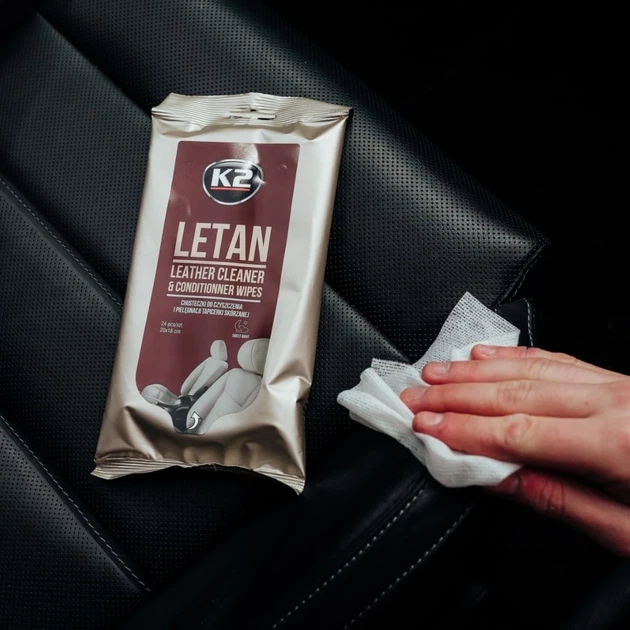 Салфетки влажные K2 Letan Wipes для очистки кожаной обивки 24 шт. (K210) - изображение 2