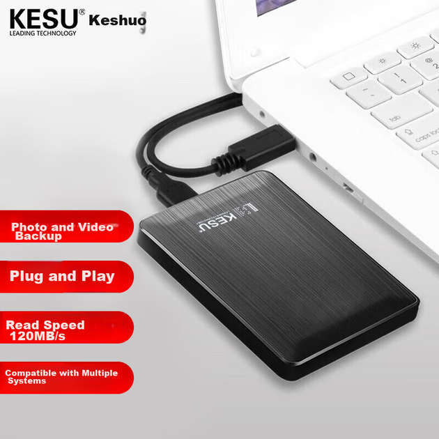 Зашифрованный портативный жесткий диск KESU, 750 ГБ, USB 3.0, K1, 2,5 дюйма, стильный черный, внешнее хранилище для резервного копирования файлов и фотографий. - изображение 2