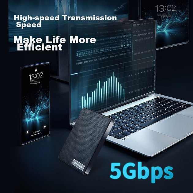 Жорсткий диск зовнішній Newsmy 1ТБ механічний дводисковий USB3.0 2.5" чорний - зображення 7