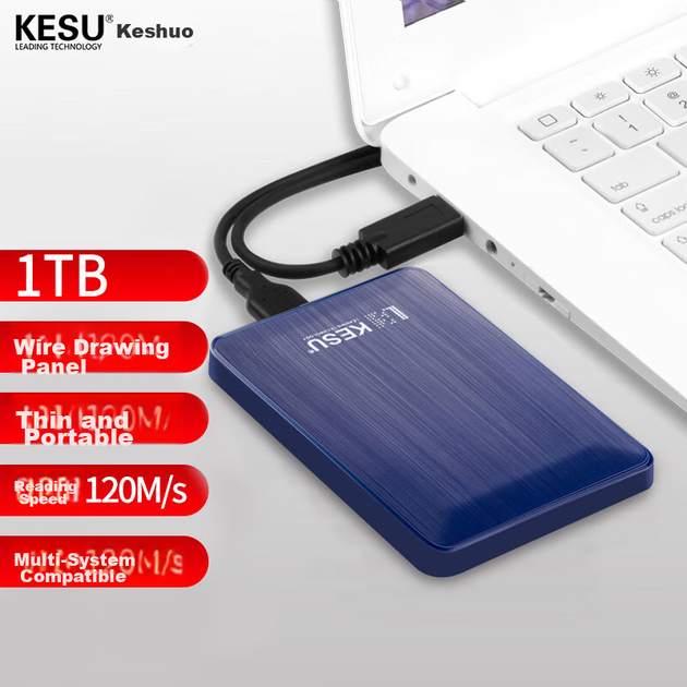 Диск жорсткий портативний KESU 1 ТБ, USB 3.0, шифрування, 2.5", синій, K1 - зображення 5