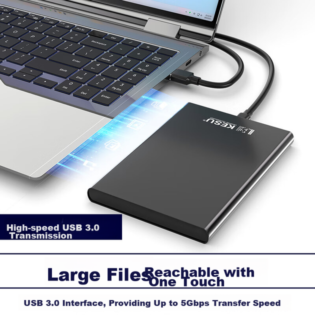 Жорсткий диск зовнішній KESU 1 ТБ 2.5 дюйма USB 3.0, для ноутбука та смартфона - Фото 6 Жорсткий диск зовнішній KESU 1 ТБ 2.5 дюйма USB 3.0, для ноутбука та смартфона - зображення 6